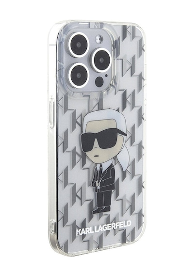 Apple Uyumlu iPhone 15 Pro  Kılıf Karl Lagerfeld Iml İkonik Monogram Lisanslı Kapak Şeffaf