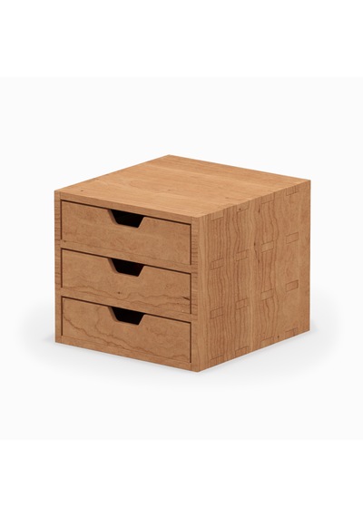 Desna Üç Katlı Üç Çekmeceli Dolap - Kiraz 18 Cm Uzunluk X 19 Cm Derinlik X 15.8 Cm Woodsaka Doğal Ahşap