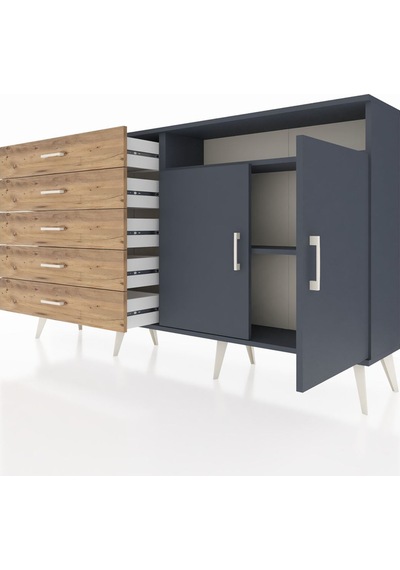 Arges Konsol 2 Raflı 5 Çekmeceli 2 Kapaklı 176x30x99 Antrasit-ant Antrasit-antrasit/çam Arges Konsol 2 Raflı 5 Çekmeceli 2 Kapaklı 176x30x99 Antrasit-ant Antrasit-antrasit/çam