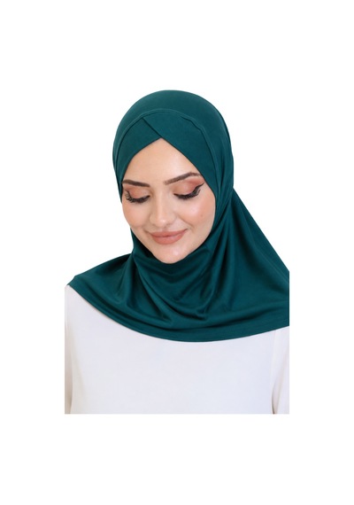 Modish Group Kadın Hazır Türban Çapraz Tek Parça Pratik Namaz Başörtüsü Zümrüt