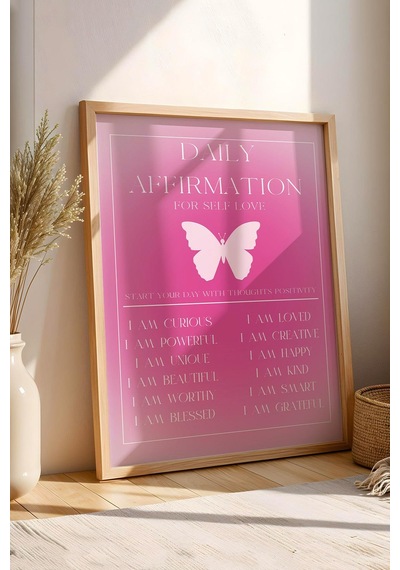 Daily Affirmation For Self Love Çerçeveli Tablo Aura Enerji Renkleri Günlük Olumlama Tekrar Cümleleri
