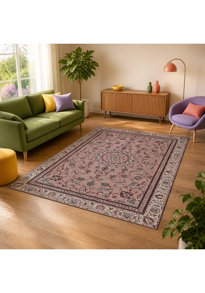 Kartela Halı Suma Halı Jüt Taban Dokuma Halı Gül Kurusu - 60 X 90 Cm