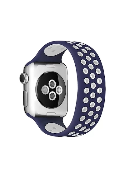 Newface Apple Watch 38mm Ayarlı Delikli Silikon Kordon - Lacivert-beyaz Diğer