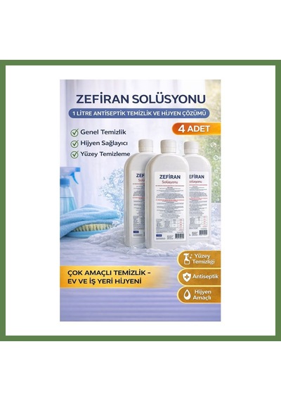 Bezos Zefiran Solüsyonu 1 Litre 4 Adet Set Antiseptik Hijyen Ve Çok Amaçlı Temizlik Solüsyonu Hb006