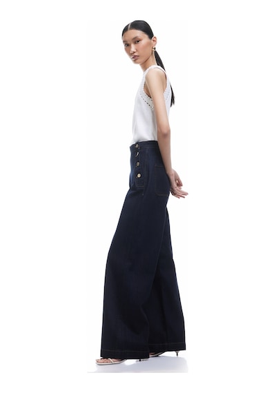 Koton Düğme Detaylı Standart Bel Geniş Paça Jean Pantolon - Wide Leg Jeans Koyu İndigo 5sal40241md Koton Düğme Detaylı Standart Bel Geniş Paça Jean Pantolon - Wide Leg Jeans Koyu İndigo 5sal40241md