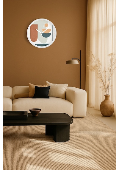 Modern Tasarım Duvar Saati - 25cm - Önü Camlı Beyaz Kasa - Sessiz Mekanizma-jh0580 Beyaz