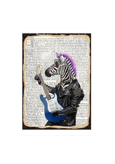 Bedeko Gitar Çalan Zebra Model Mdf Tablo 25 Cm X 35 Cm