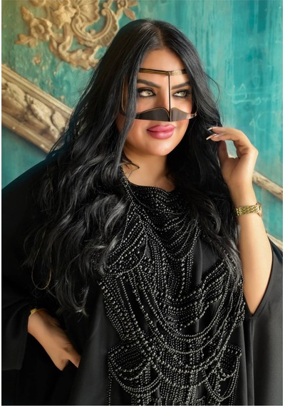 Crystalia Black Pearl Abaya Siyah