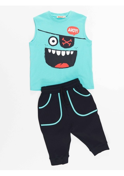 Denokids Ahoy Erkek Çocuk T-shirt Kapri Takım Çok Renkli
