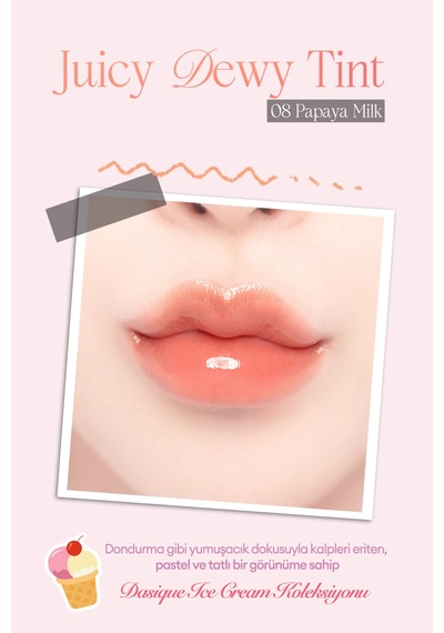 Dasique Yoğun Parlaklık Ve Canlı Renkler Sunan Kalıcı Tint Juicy Dewy Tint 08 Papaya Milk 08 Papaya Milk