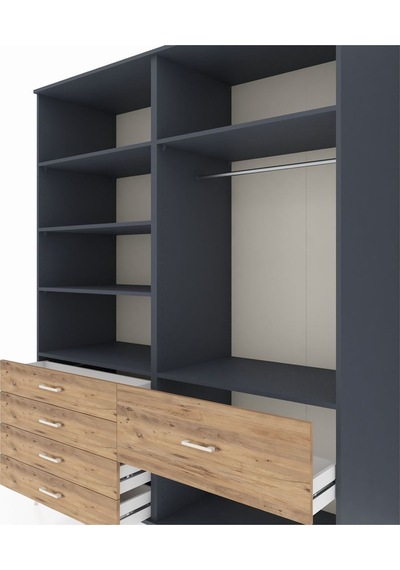Kronos Gardrop 6 Raflı 5 Çekmeceli Tek Askılı 176x59x221 Antrasit-antrasit/çam Antrasit/çam Kronos Gardrop 6 Raflı 5 Çekmeceli Tek Askılı 176x59x221 Antrasit-antrasit/çam Antrasit/çam