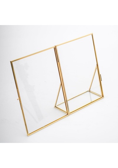20x15cm Pirinç Gold Kapaklı Cam Masaüstü Fotoğraf Çerçevesi