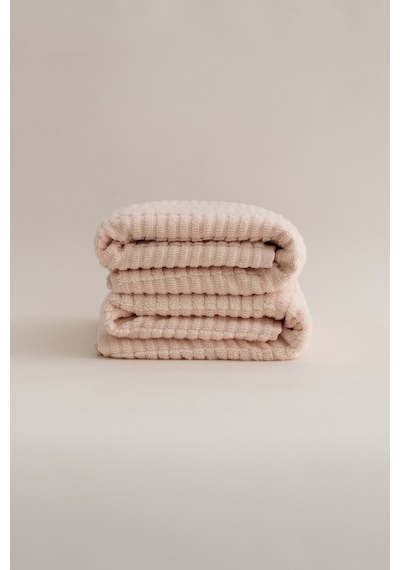 Ivory Somon Bordürlü Mikro Fiber %100 Pamuk 2li Banyo Havlusu Set Somon