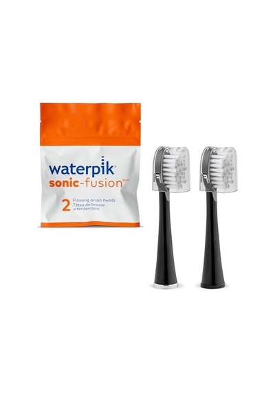 Waterpik Sonic-fusion Diş Fırçası Sffb-2eb İçin Kapaklı Tam Boy Yedek Fırça Başlıkları 2 Adet Siyah