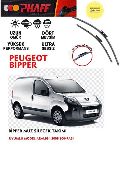 Peugeot Bipper Uyumlu Muz Silecek Seti Araca Özel Aparat Tüm Mo