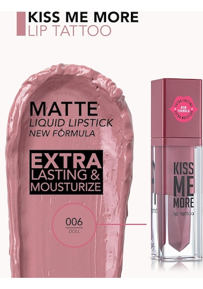 Kiss Me More Yüksek Pigmentli & Mat Bitişli Nemlendirici Likit Ruj Pembe 77787166