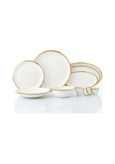 Korkmaz Elektra Collection 60 Parça Gold Yemek Takımı A8056 Beyaz