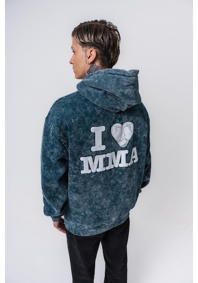 Respire Erkek Mma Baskılı Kapüşonlu Oversize Hoodie Zümrüt