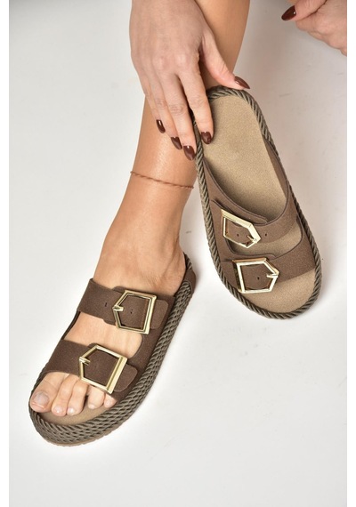 Fox Shoes U596030202 Kahverengi Süet Kadın Terlik Kahverengi-süet Kahverengi