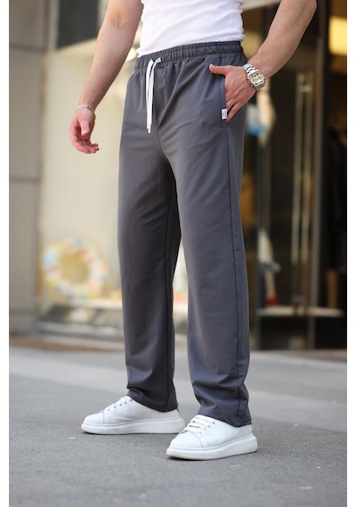 Madmext Füme Rahat Kesim Erkek Battal Boy Eşofman Altı E6584 Füme