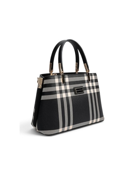 Silver & Polo Silver Polo Siyah - Siyah Çizgili Ekose Kadın El Çantası Sp987