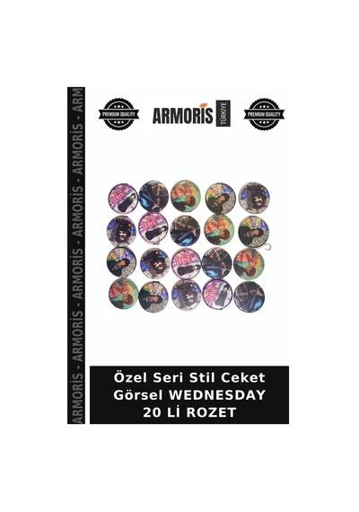Özel Seri Stil Ceket Görsel Wednesday 20 Li Rozet Çok Renkli