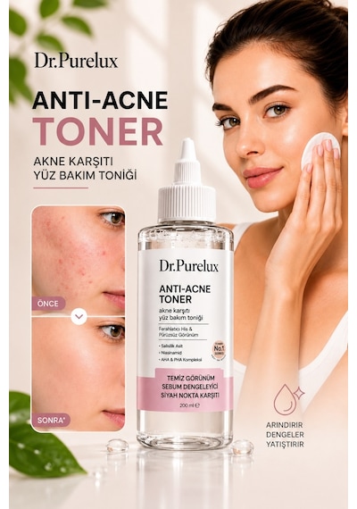 Salisilik Asitli Akne Karşıtı Tonik 200 Ml Niasinamid & Aha Pha İçeren Sebum Dengeleyici Yüz Tonik