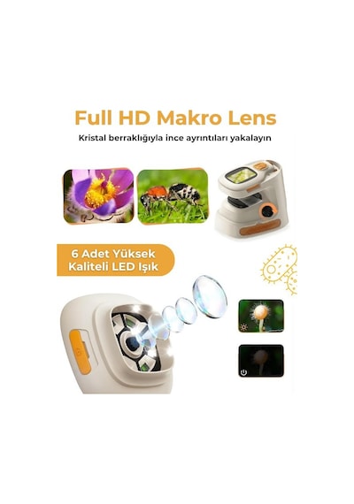 Temel 2si 1 Arada Dijital Mikroskop Seti 40x 1000x Yakınlaştırmalı, Hd Ekranlı Stem Kiti