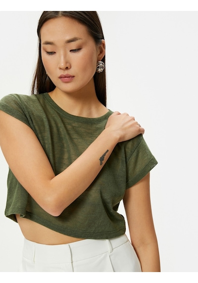 Koton Crop Tişört Kısa Kollu Slim Fit Bisiklet Yaka Haki 4sak50020ek 4SAK50020EK876 Haki Koton Crop Tişört Kısa Kollu Slim Fit Bisiklet Yaka Haki 4sak50020ek 4SAK50020EK876 Haki