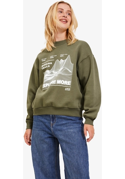 Jjxx Jxella Loose Crew Ls Swt Kadın Yeşil Sweatshirt 12241324-green Yeşil