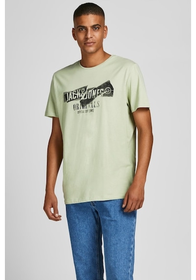 Jack & Jones Erkek Baskılı Bisiklet Yaka T-Shirt 63412205944 Yeşi-Yeşil