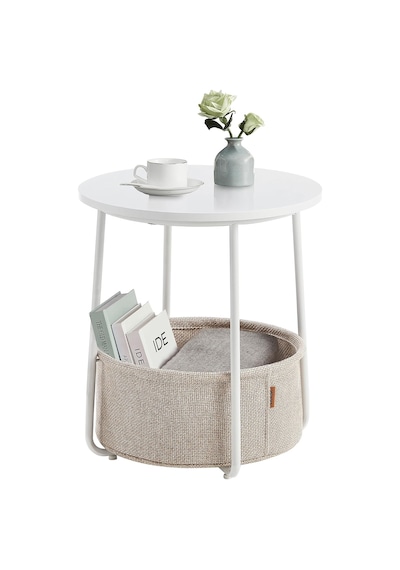 Yuvarlak Sehpa, Küçük Masa, Sehpa Küçük, Kumaş Sepetli Oturma Odası Masası, Oturma Odası, Yatak Odası İçin Depolama Alanı, Modern Komodin, Beyaz-bej Let223w10 Çok Renkli Yuvarlak Sehpa, Küçük Masa, Sehpa Küçük, Kumaş Sepetli Oturma Odası Masası, Oturma Odası, Yatak Odası İçin Depolama Alanı, Modern Komodin, Beyaz-bej Let223w10 Çok Renkli