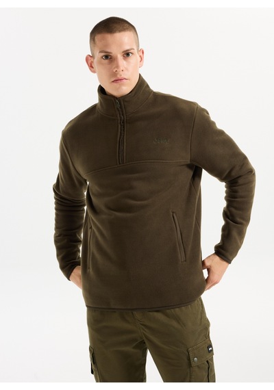 Jeep Haki Erkek Dik Relaxed Düz Polar Sweatshırt C4wm-swt4201