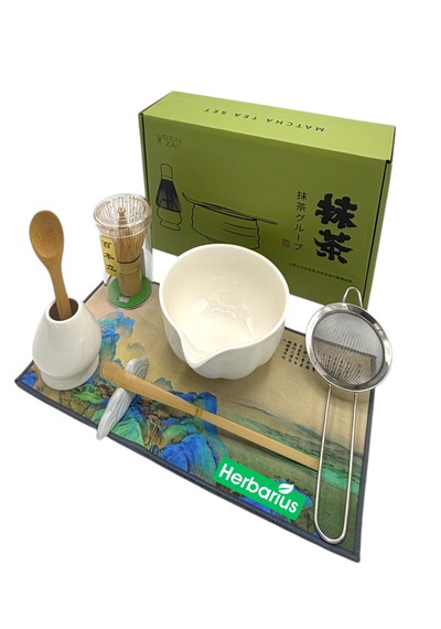 6 Parça Beyaz Renk Matcha Çayı Hazırlama Seti - Geleneksel Japon Matcha Seti
