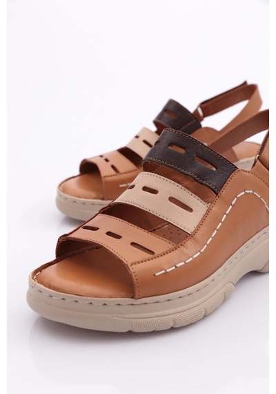 Dgn 326 Kadin Cirtli Sandalet 326-2132-R4273 Taba