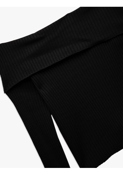 Koton Madonna Yaka Uzun Kollu Slim Fit Triko Kazak Siyah 6wal90019ht
