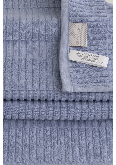 Ivory Mavi Bordürlü Mikro Fiber %100 Pamuk 2li Banyo Havlusu Seti Mavi