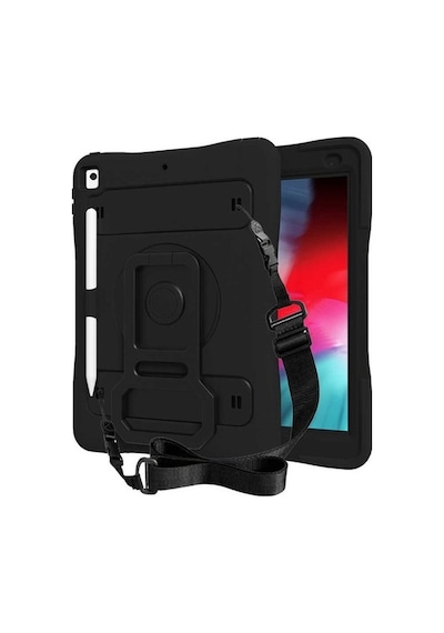 Apple Uyumlu iPad  9. Nesil 10.2 Kılıf Airtag Bölmeli Defender Case A2602-Siyah