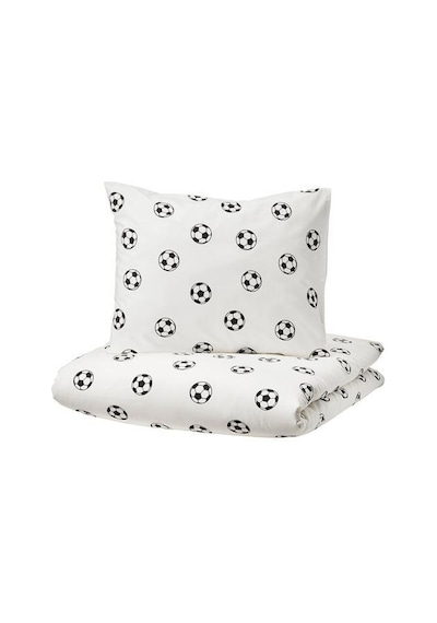 Tek Kişilik Çocuk Nevresim Takımı 150x200/50x60 cm Futbol Temalı MeridyenDukkan Siyah-Beyaz