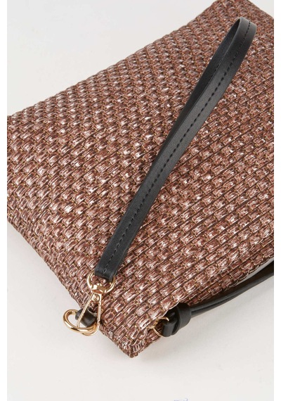 Vivaq Kadın Bellis Hasır Açık Kahve Astarlı Suni Deri Bilek Askılı Portföy El Ve Clutch Çanta Kahverengi