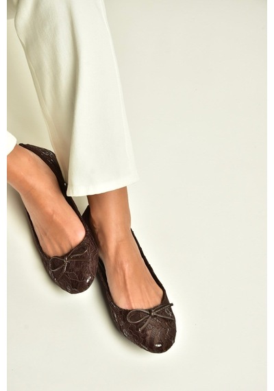 Fox Shoes Z726243404 Kahverengi Kumaş Kadın Babet
