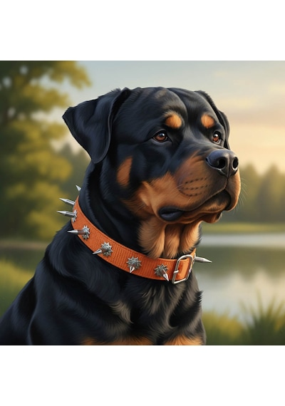 Savex Pet Dokuma Çivili Köpek Boyun Tasması - 4 x 70 Cm - Turuncu