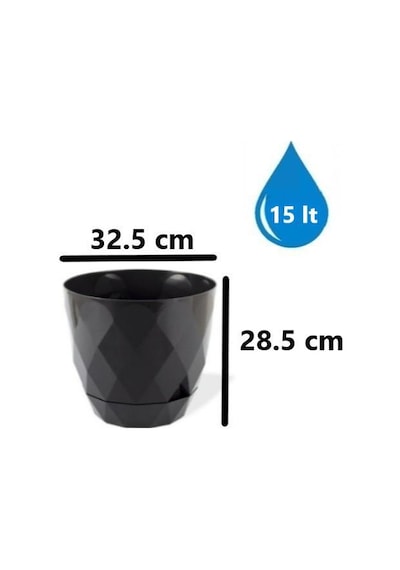 Omnipazar Krs-456 Yakamoz Tabaklı Plastik Saksı Takımı 15 Litre No 6 Antrasit 116