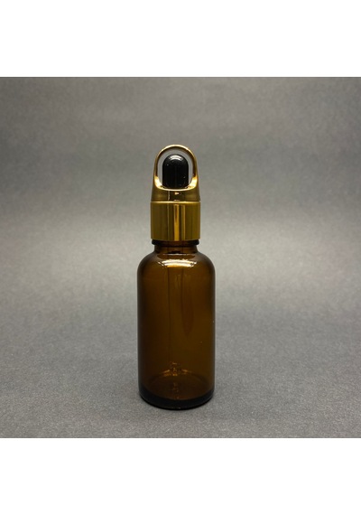 Amber Cam Damlalıklı Şişe  Sepet Model Metalik Kapak  30 ML