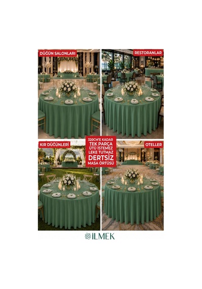 Dertsiz Yuvarlak Masa Örtüsü 280-300-320 Cm Geniş En Dikişsiz Düğün Davet Organizasyon Otel Restoran Zümrüt Zümrüt Dertsiz Yuvarlak Masa Örtüsü 280-300-320 Cm Geniş En Dikişsiz Düğün Davet Organizasyon Otel Restoran Zümrüt Zümrüt