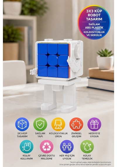 Moyu 3x3 Robot Zeka Küpü Mfjs Meilong Mf8964 Beyaz Bulmaca Oyuncağı 7,8x6x12 Cm