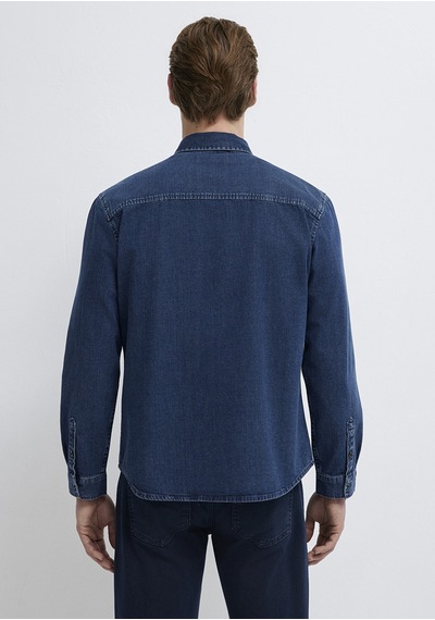 Mavi - Eric Mavi Edition Puslu İndigo Mavisi Jean Gömlek 0211504-91348 Koyu Mavi