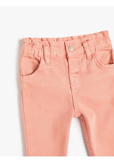 Koton Pantolon Cepli Pamuklu Beli Lastikli Pembe 4wmg40004ad Gül