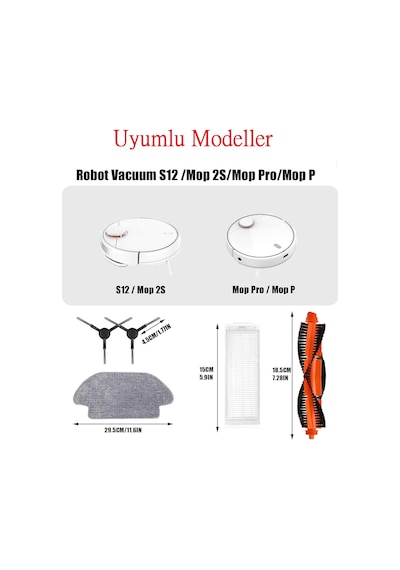 Mi Robot Vacuum Mop P-vacuum Mop Pro Model No: Styj02ym Uyumlu Yan Fırça Yedek Parça-viomi Se Siyah