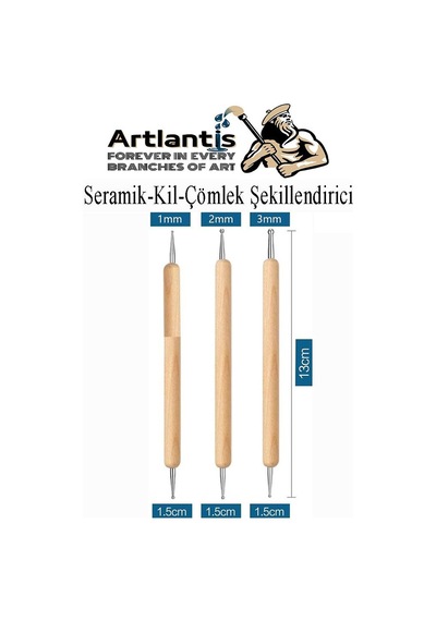 Seramik Kil Çömlek Şekillendirici 3 Lü 1 Paket Seramik Modelaj Oyma Seti Heykel Hobi Tasarım